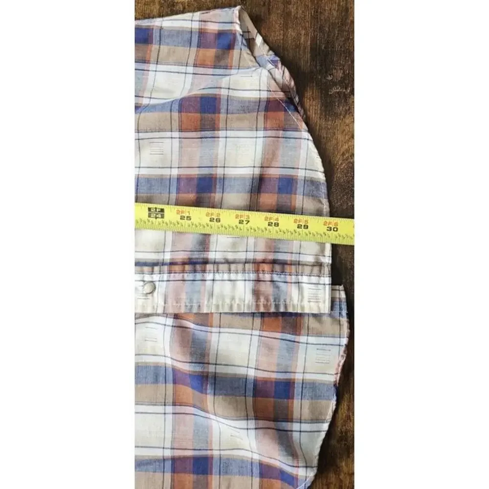 Vintage 70s Levis Saw Tooth Plaid Western‎ Shirt Medium Regular Fit Great Cond